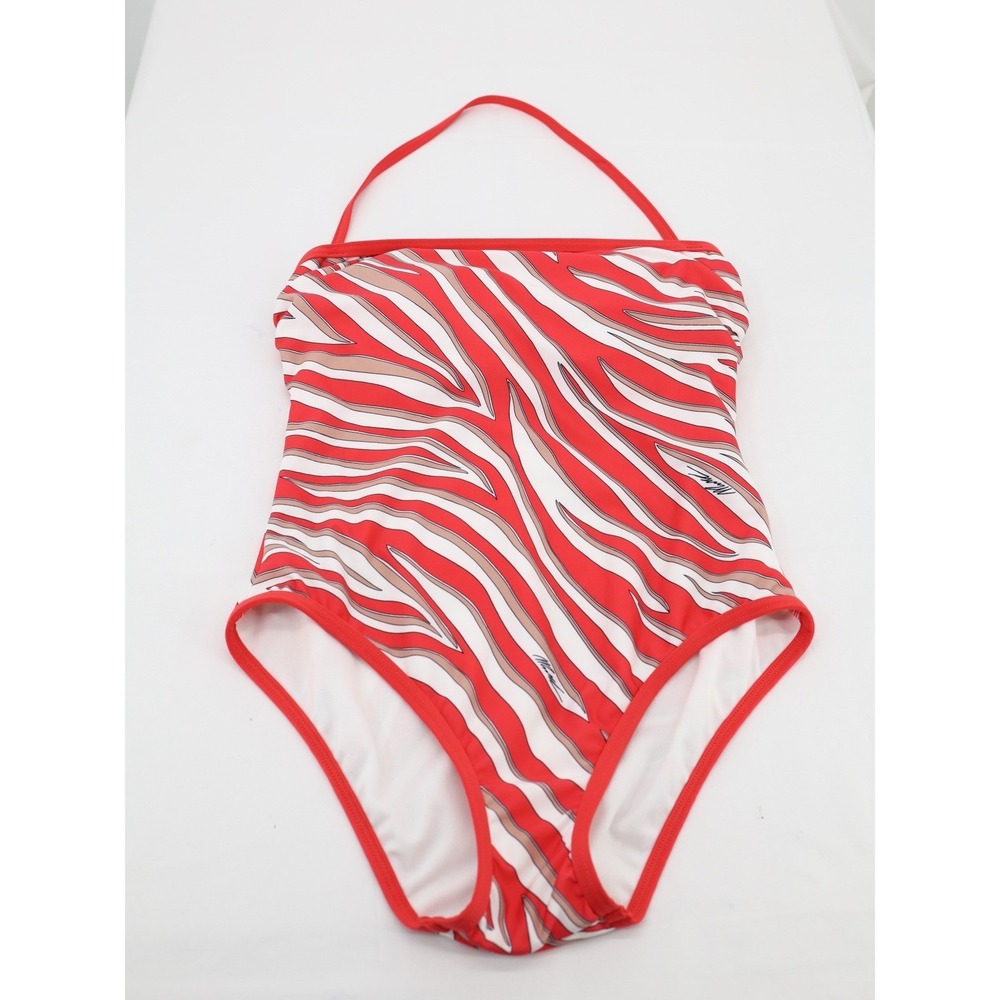 Michael Kors‎ Zebra Print Bandeau One Piece Swimsuit Coral White Size 6